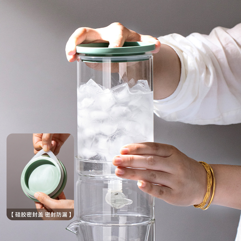 Coffee Tea Pots - Eiskaffee-Brühkanne aus Hochwertigem Borosilikatglas, Tropfbrüh-Teekanne im