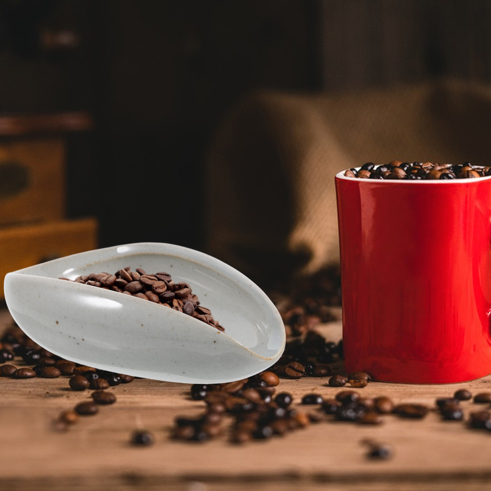 Coffee Leaves Tea - Keramik-Kaffeebohnen-Dosierschale Multifunktions-Wägebecher für Espresso-Bohnen, Kaffeesatz, Teeblätter