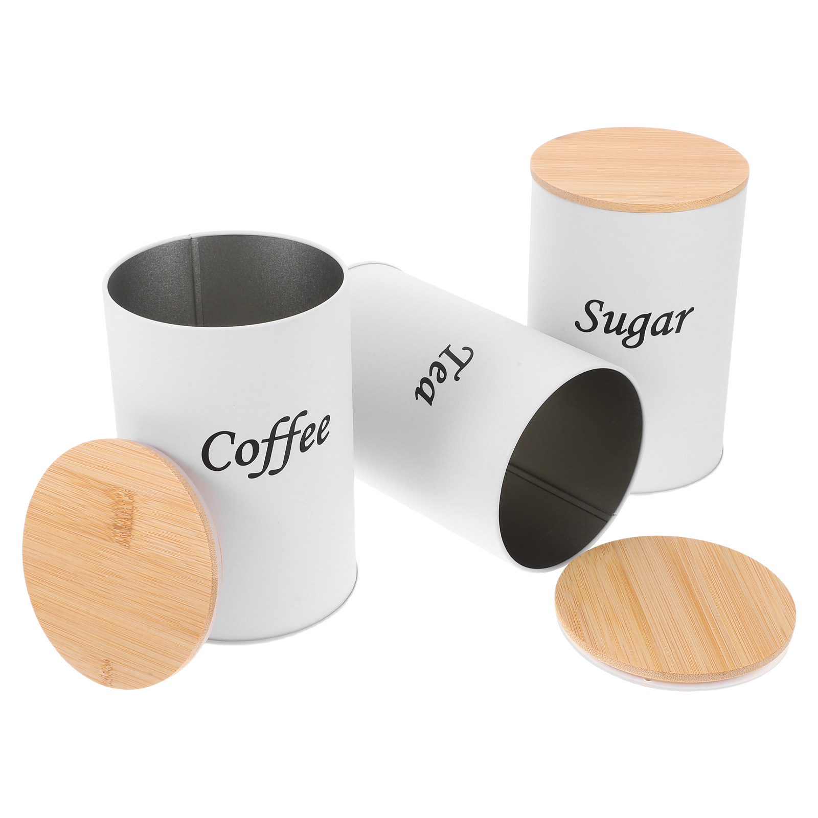 Coffee Tea Sugar Canisters - 3-teiliges Luftdichtes Rundes Vorratsdosen-Set mit Verzinktem