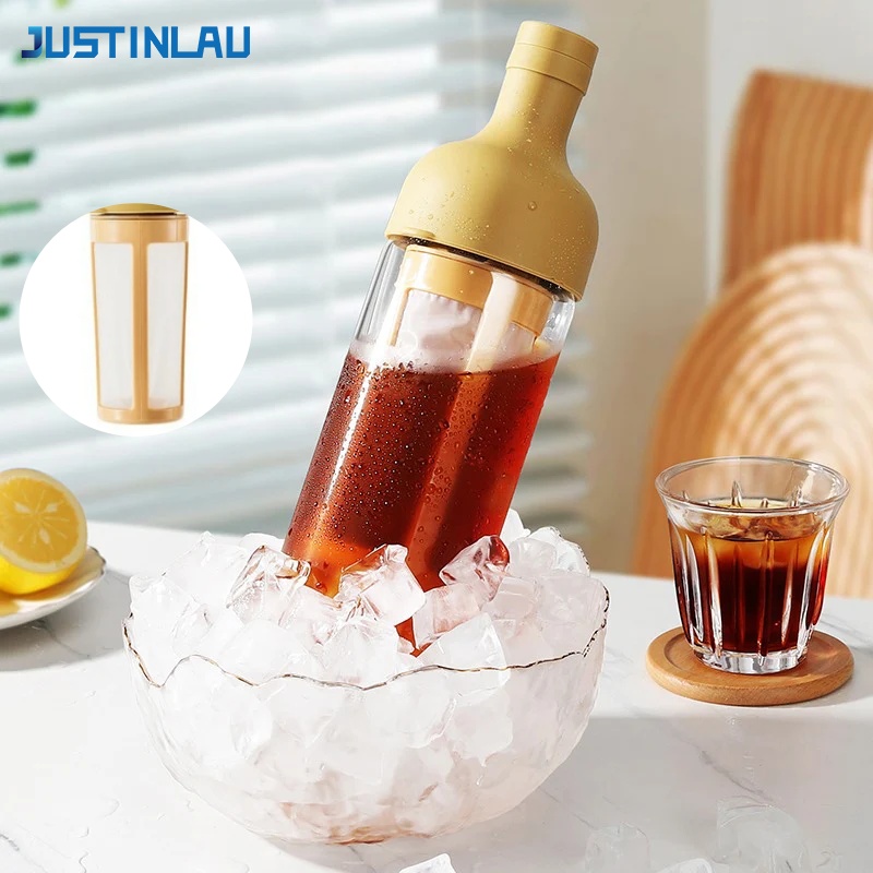 Coffee Tea Pots - JUSTINLAU 1L Kaltbrüh-Kaffeekanne Früchtetee-Brühkanne mit Filtersieb