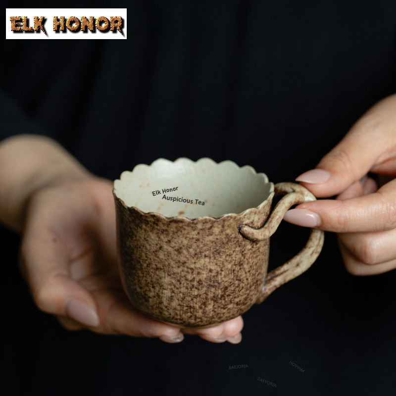 Coffee Leaves Tea - ZAEYORIA 160ml Kastanienblatt-Muster Goldverzierte Kaffeetasse, Heiße