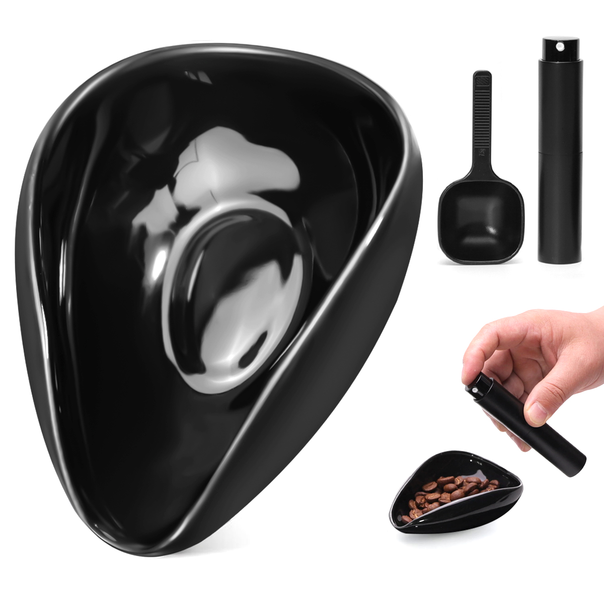 Coffee Tea Game - Leeseph Kaffeebohnen-Dosierbecher und Löffel-Set, Keramik-Dosiergefäß-Messtablett-Set für