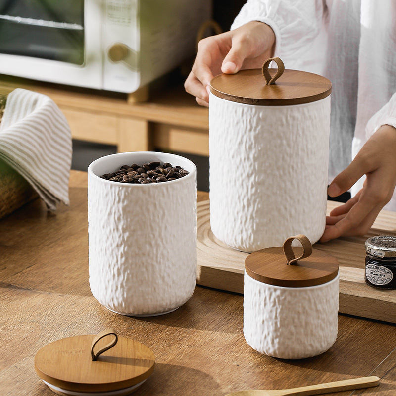 Coffee Tea Sugar Canisters - Tee-Aufbewahrungsbehälter aus Keramik mit Steinmuster, luftdichter