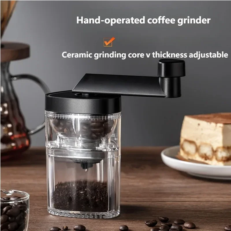 French Press Coffee & Tea - Keramik-Handkaffeemühle mit Einstellbarer Mahlgradeinstellung, Tragbare Manuelle
