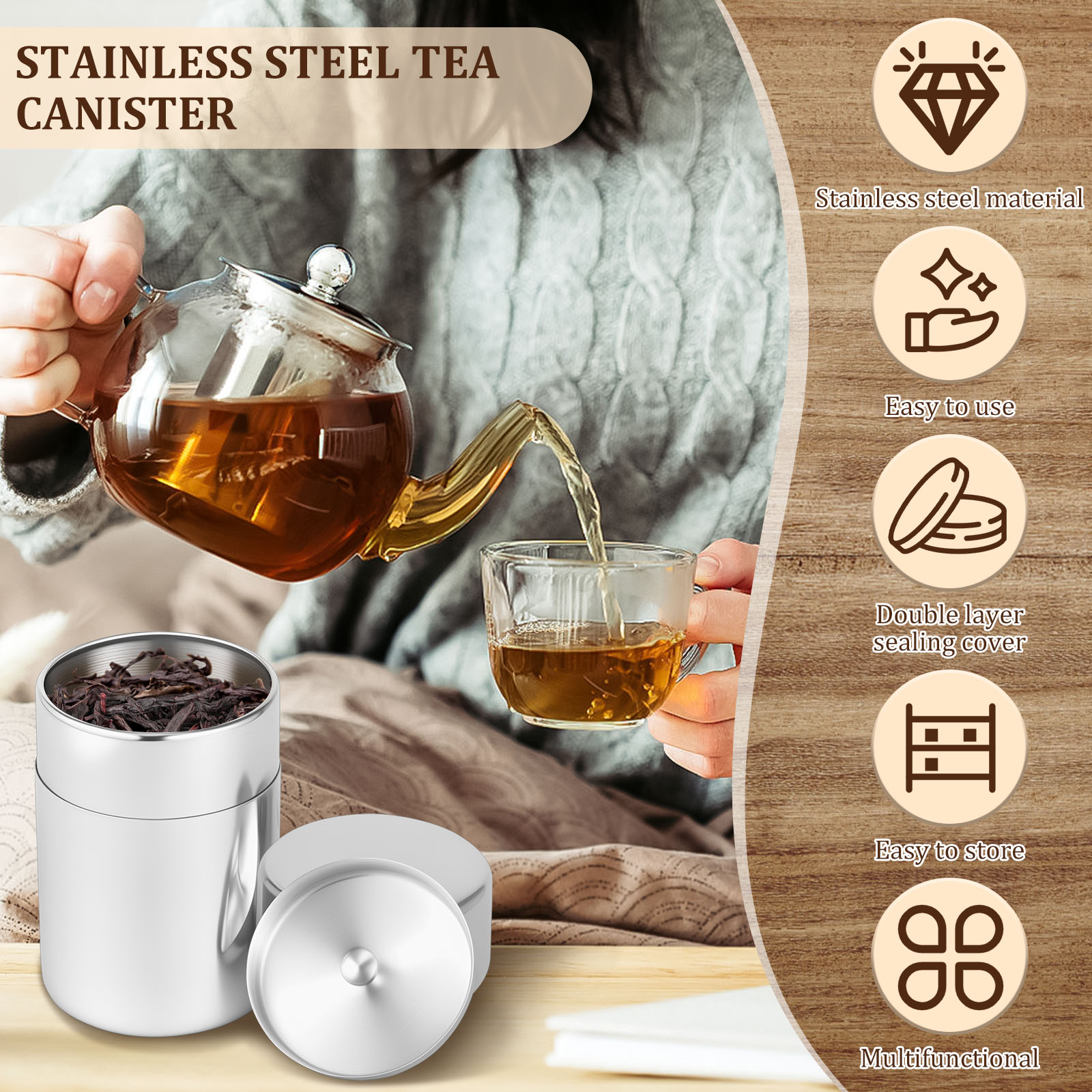 Edelstahl Tee Blatt Dosen Kani – Coffee Tea Sugar Canisters Bewertung und Preis